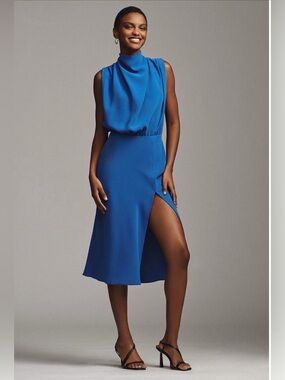 Amanda Uprichard Franny Mock-Neck Midi Dress